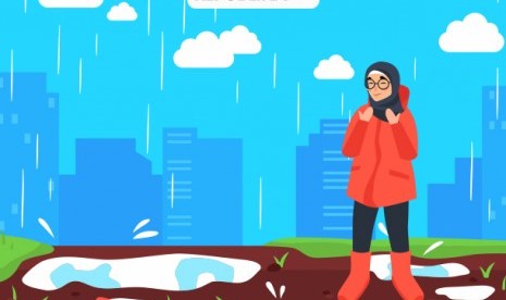 Seorang wanita berada di bawah hujan (ilustrasi). Warga Jakarta diimbau tetap menjaga imunitas dan kebersihan untuk mencegah sakit termasuk saat musim hujan.