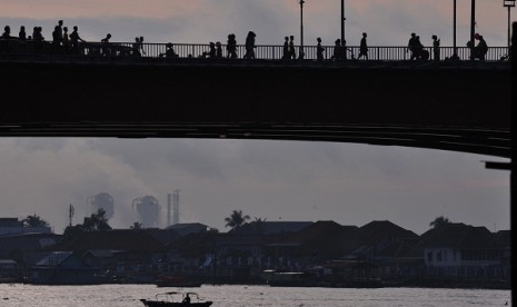 Ampera Bridge across Musi River in Palembang. (illustration)