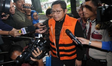 Anas Urbaningrum menjalani pemeriksaan di Gedung KPK