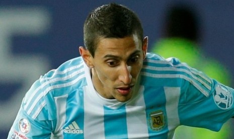 Angel Di Maria saat memperkuat tim nasional Argentina (ilustrasi). Di Maria menuding Real Madrid berupaya mencegahnya tampil pada final Piala Dunia 2014.