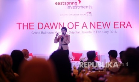 Anggota Dewan Konsultan Lembaga Penjamin Simpanan Destry Damayanti berbicara saat Market Outlook 2016 bertajuk The Dawn Of New Era di Jakarta, Rabu (3/2).