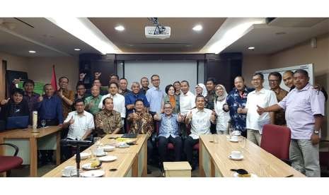 Anggota Forum Pemred yang hadir dalam acara pemilihan ketua di Wisma Antara, Jakarta, Kamis (13/9).