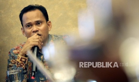 Anggota Komisioner Bawaslu Pemprov DKI Jakarta Muhammad Jufri saat memberikan keterangan dalam Media Gathering Bawaslu DKI bertajuk Himbauan Pilkada DKI yang Damai di Jakarta Pusat, Kamis (13/10). 