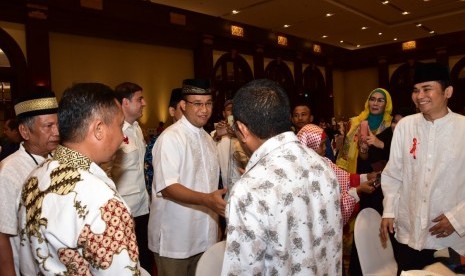 Anies Baswedan menghadiri acara 'Tausiah untuk Negeri' di Ballroom Hotel Bidakara, Pancoran, Jakarta Selatan, Jumat (17/3).