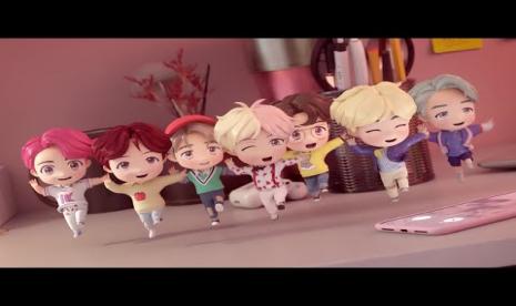 Animasi BTS bisa dipakai di Facebook Messenger hingga Direct Messegae Instagram (Foto: ilustrasi Animasi grup BTS)