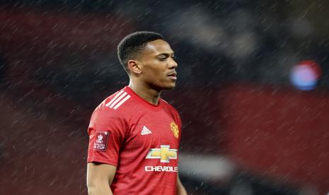 Striker Manchester United, Anthony Martial. Martial hengkang dari Old Trafford, markas MU, untuk bergabung ke Sevilla pada akhir Januari 2022 ini.