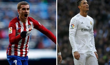 Antoine Griezmann (kiri) dan Cristiano Ronaldo (kanan)