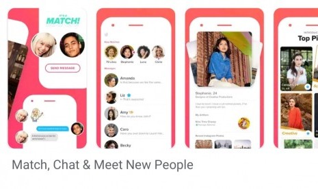 Aplikasi kencan Tinder. Pengguna aplikasi kencan berisiko menjadi korban catfishing.