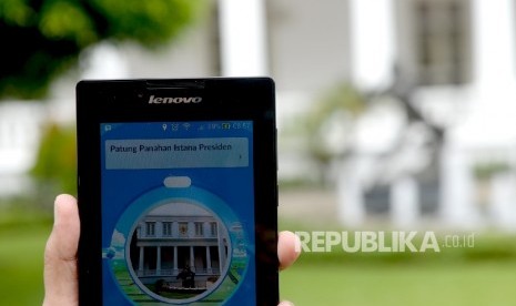 Aplikasi Pokemon Go saat berada di Komplek Istana Negara, Jakarta, Rabu (20/7). (Republika/ Wihdan)