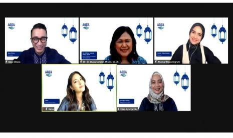 AQUA bersama Raisa, psikolog Analisa Widyaningrum, dan dokter Dr. dr. Diana Sunardi, M.Gizi, Sp.GK menyelenggarakan webinar pada Selasa (20/4).