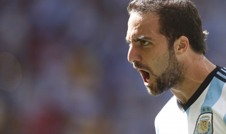 Argentina's Gonzalo Higuain celebrates his goal against Belgium during their 2014 World Cup quarter-finals at the Brasilia national stadium in Brasilia July 5, 2014.