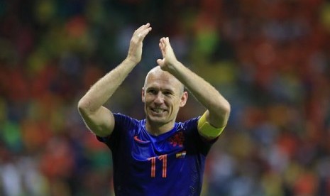 Arjen Robben meluapkan kebahagiaan usai pertandingan Belanda melawan Spanyol di Piala Dunia 2014. Di pertandingan tersebut Belanda sukses mengalahkan Spanyol dengan skor telak 5-1. 