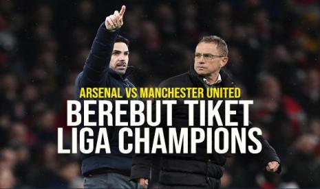 Pelatih Arsenal Mikel Arteta Vs pelatih Manchester United Ralf Rangnick (kanan).