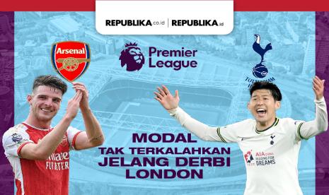 Arsenal Vs Tottenham Hotspur di Liga Inggris. Duel dua gelandang, Declan Rice, dari Arsenal, dan Son Heung-min (kanan) dari Tottenham Hotspur.