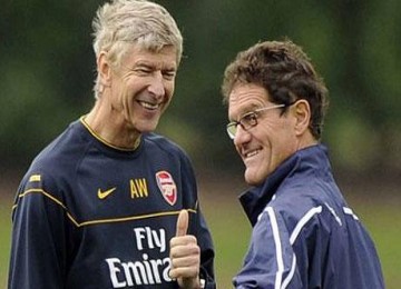 Arsene Wenger (kiri) dan Fabio Capello