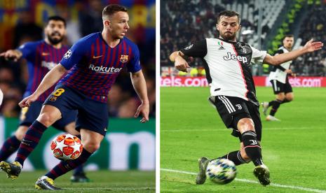 Arthur Melo (Kiri) dan Miralem Pjanic (Kanan) menjadi proyek pertukaran pemain antara Barcelona dan Juventus.