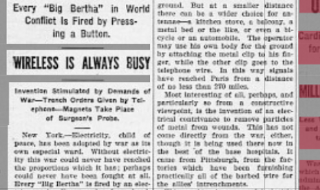 Artikel The Cambridge Sentinel pada edisi 28 Juli 1917 a