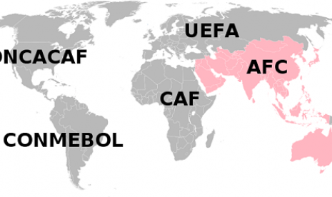 Asian Football Confederation (AFC) covers Asia and Australia and the organization has 47 members associations. (map of AFC area)