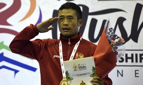 Atlet wushu Indonesia nomor sanda, Yusuf Widiyanto.