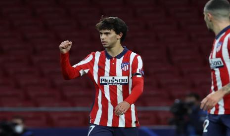 Atletico Madrid Joao Felix merayakan kemenangan. 