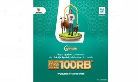  Badan Amil Zakat Nasional (Baznas) bersama LinkAja Syariah memberi kemudahan masyarakat untuk berkurban melalui Kurban Online Baznas.