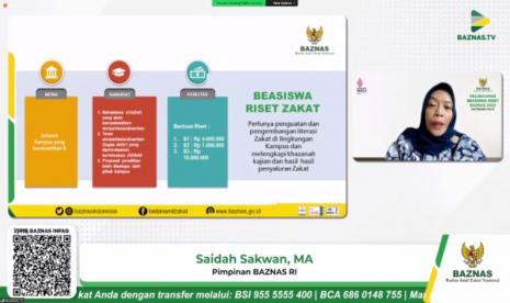  Badan Amil Zakat Nasional (Baznas) RI membuka pendaftaran Beasiswa Riset Baznas 2022. Program ini melengkapi tujuh program beasiswa lain yang telah digulirkan Baznas, yang memberi manfaat kepada mereka yang membutuhkan akses pendidikan. 