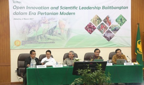 Badan Penelitian dan Pengembangan Pertanian (Balitbangtan) mengadakan diskusi yang mengangkat mengenai Open Innovation and Scientific Leadership Balitbangtan dalam Era Pertanian Modern.