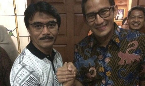 Bakal cagub DKI Jakarta Sandiaga Uno mengunjungi kediaman Adhyaksa Dault di Jakarta, Sabtu (16/7).