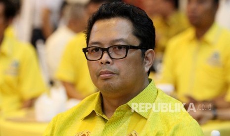 Bakal Calon Ketua Umum DPP Partai Golkar Mahyudin pada acara sosialisasi Munaslub  di kantor DPP Partai Golkar, Jakarta, Senin (2/5).  (Republika/Rakhmawaty La'lang)