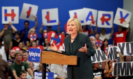 Bakal calon presiden Amerika Serikat dari Partai Demokrat, Hillary Clinton.