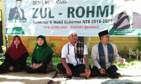 Bakal calon Wakil Gubernur NTB, Sitti Rohmi Djalilah, menyambangi warga Pagutan, Kota Mataram, NTB pada Selasa (6/2).