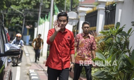 Bakal Calon Wali Kota Solo, Gibran Rakabuming Raka tiba di Kantor DPP PDI-P, Menteng, Jakarta, Senin (10/2/2020). 