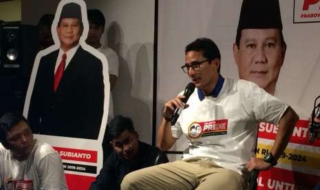 Bakal cawapres Sandiaga Uno meluncurkan Relawan Pride di Posko Sahabat Prabowo Sandi, Kebayoran Baru, Jakarta Selatan, Kamis (6/9).