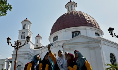 Bangunan di Kota Lama Semarang, Jawa Tengah.