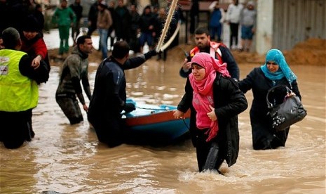 Banjir di Jalur Gaza (ilustrasi)