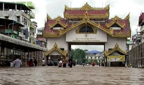 Banjir di Myanmar.