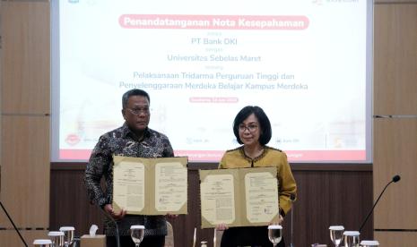 Bank DKI dan Universitas Sebelas Maret bekerja sama dalam penyelenggaraan program Merdeka Belajar.