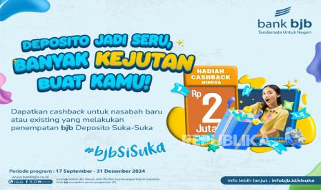 Bank Bjb memperkenalkan Program bjb SiSuka (Deposito Suka-Suka), sebuah program promosi baru yang menawarkan hadiah menarik.