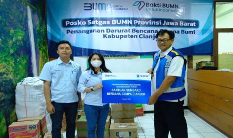 Bantuan untul korban gempa Cianjur terus disalurkan oleh Peruri.