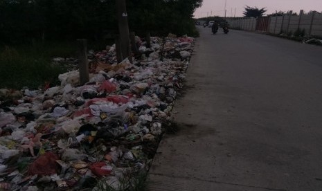 Banyak sekali tumpukkan sampah ditemukan di sepanjang jalan Marunda Makmur, Taruma Jaya, Kabupaten Bekasi. Sampah-sampah tersebut berasal dari sampah rumah tangga milik warga. 