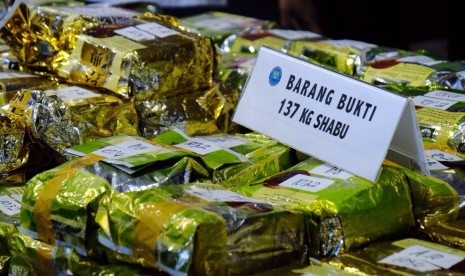 Barang bukti 137 kilogram sabu yang diamankan di Aceh.