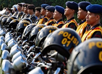 Barisan polisi dalam apel persiapan pengamanan (ilustrasi)