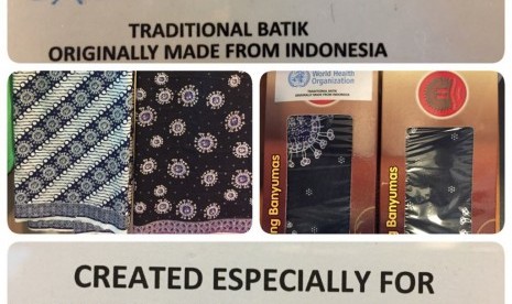 Batik motif virus influenza khusus dibuat dalam.rangka peringatan 67  tahun Global Influenza Surveilans dan Response yang terpampang di kantor WHO, di.Jenewa, kata  senior advisor r WHO SEARO Tjandra Yoga Aditama di Jenewa  pada Republika lewat Whattsap Ahad  (15/10)