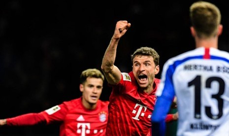 Bayern Muenchen pesta gol ke gawang Hertha Berlin di Stadion Olimpiade, Berlin, Senin (20/1) dini hari WIB.