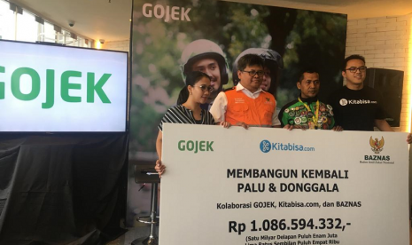 Baznas, GOJEK dan KitaBisa.com berkolaborasi membatu korban gempa Palu dan Donggala.