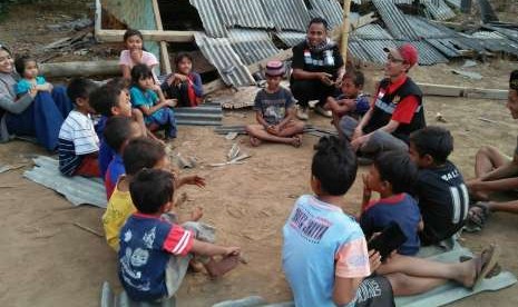 Baznas menurunkan tim dalam rangka program pengurangan risiko bencana secara psikologis pada anak usia SD di Lombok.