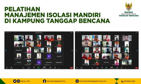 Baznas Tanggap Bencana mengadakan pelatihan bagi pengurus pokja Kampung Tanggap Bencana di lebih dari 19 titik yang tersebar di seluruh Indonesia, secara daring, Rabu (27/7). Acara itu turut dihadiri oleh 37 orang perwakilan dari tiap Kampung Tanggap Bencana (Katana) dan Baznas Tanggap Bencana Daerah.