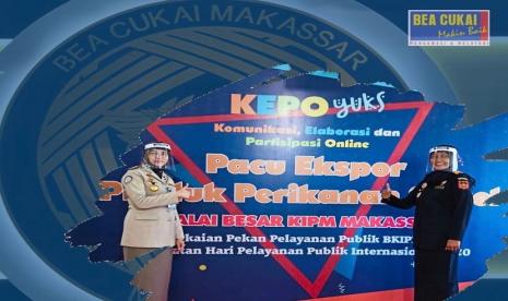 Bea Cukai Makassar bekerja sama dengan Balai Karantina Ikan dan Pengendalian Mutu (BKIPM) Makassar menggelar talkshow bertemakan “Pacu Ekspor Produk Perikanan Sulsel”, Selasa (23/6). Kepala Kantor Bea Cukai Makassar, Eva Arifah Aliyah, menjadi narasumber talkshow yang membahas tentang pelayanan ekspor Bea Cukai Makassar.