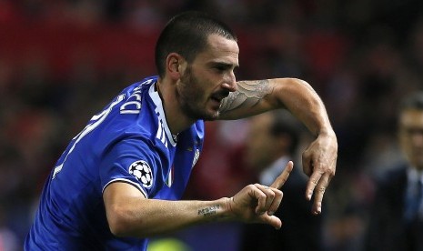 Bek Juventus, Leonardo Bonucci pada laga Liga Champion lawan Sevilla pada 22 November 2016.