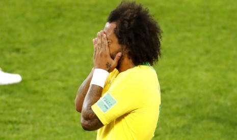 Bek timnas Brasil Marcelo menderita cedera pada laga lawan Serbia, Kamis (28/6).